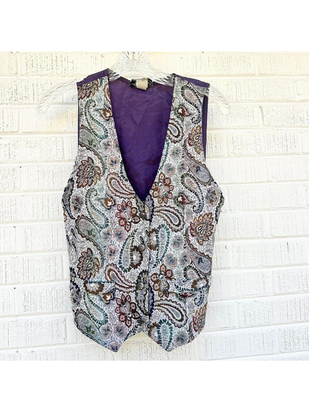 Vintage 90's Maggie Sweet Paisley Tapestry Vest